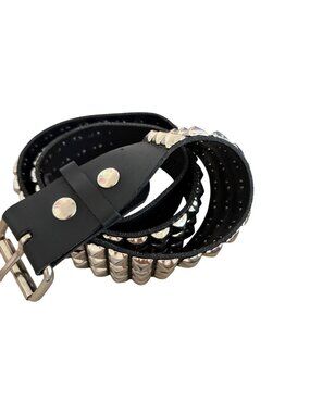 Funk Plus Unisex Pyramid Metal Studded Belt Size Large Black Leather Bold Punk